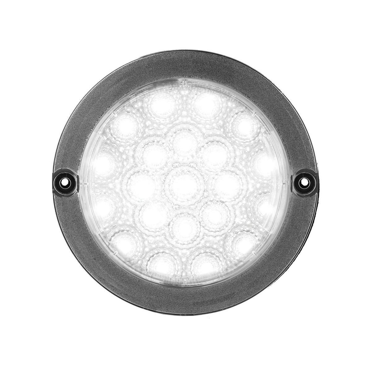 LED Autolamps 12V Black Chrome Round Reverse Lamp With Clear Lens 102WBC