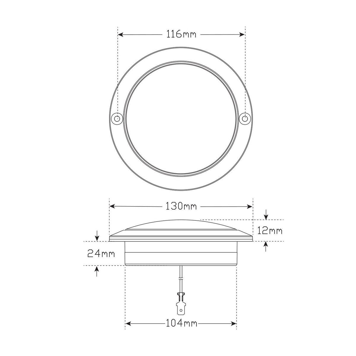 LED Autolamps 12V Black Chrome Round Reverse Lamp With Clear Lens 102WBC