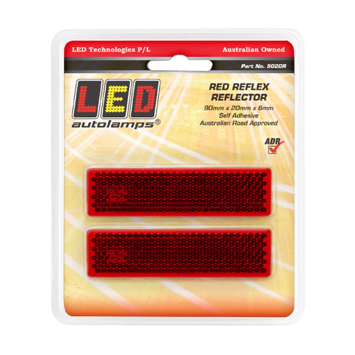 LED Autolamps Red Reflex Reflector With 3M Tape, 90Mm 9020R
