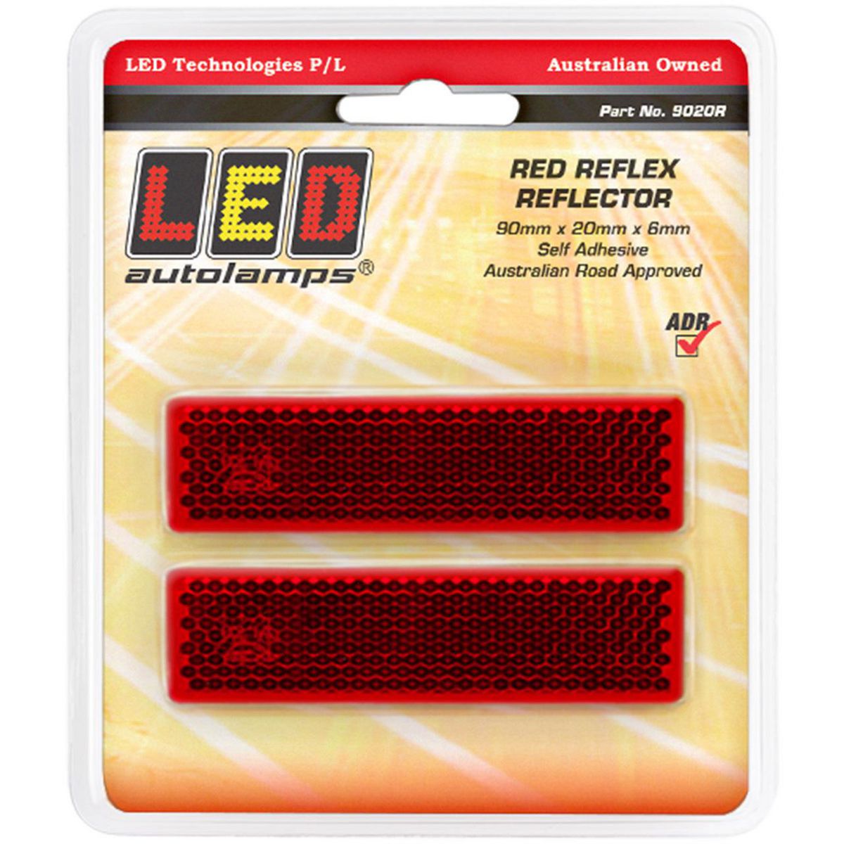 LED Autolamps Red Reflex Reflector With 3M Tape, 90Mm 9020R