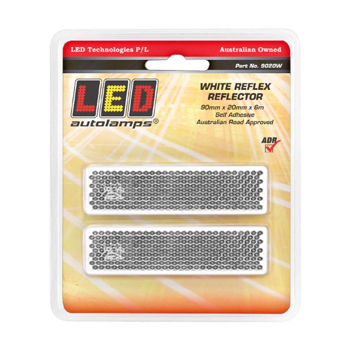 LED Autolamps White Reflex Reflector With 3M Tape, 90M 9020W