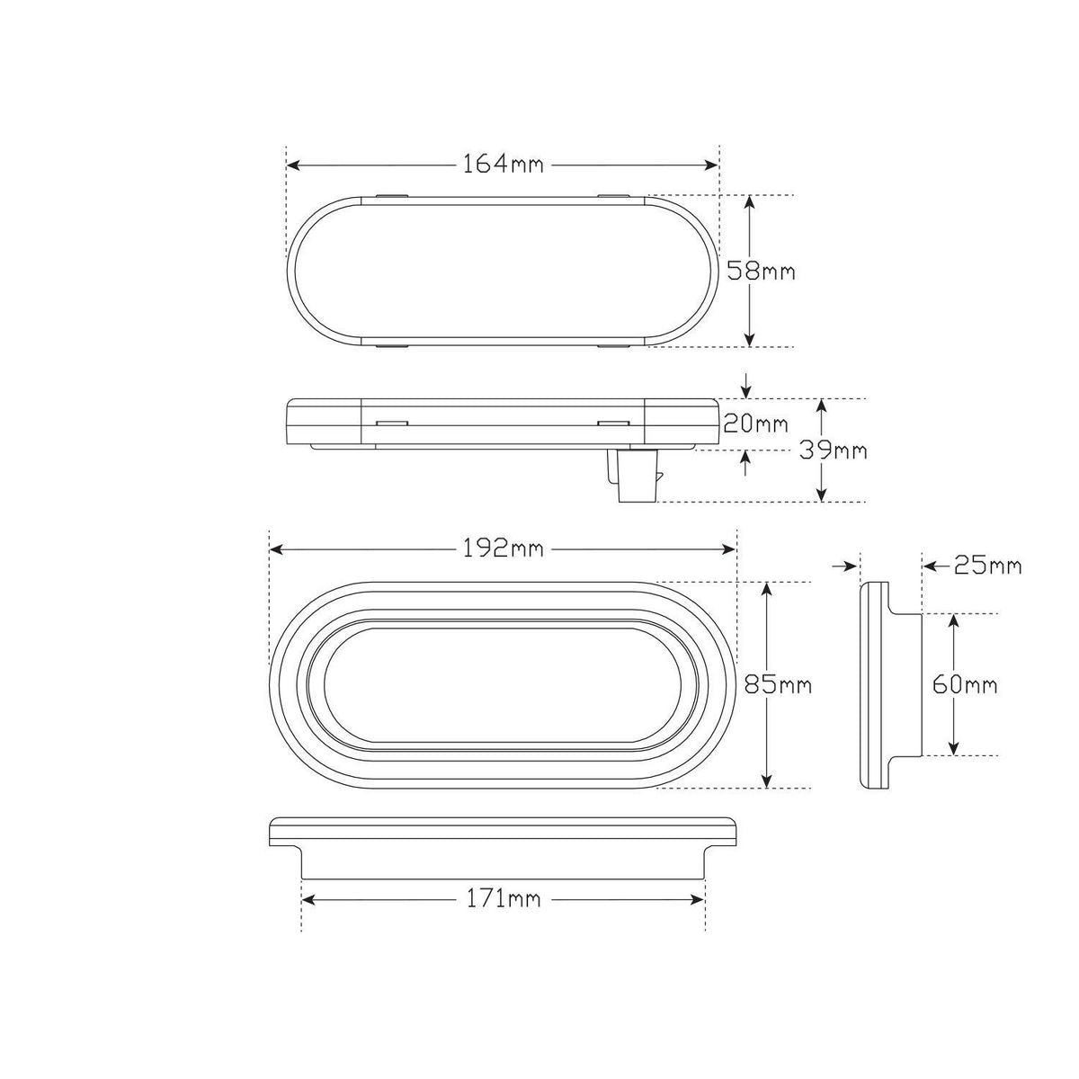 LED Autolamps Stop/Tail Light with Grommet/Plug 164RM