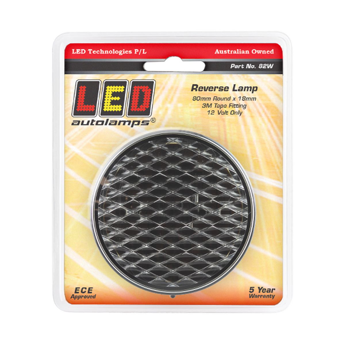 LED Autolamps 12V Reverse Lamp Low Profile Design 80Mm Round 82W