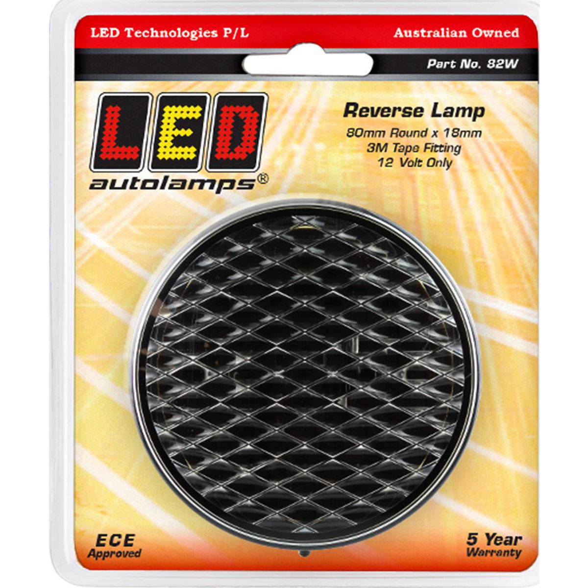 LED Autolamps 12V Reverse Lamp Low Profile Design 80Mm Round 82W