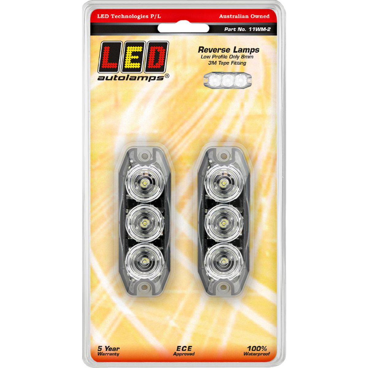 LED Autolamps Reverse LED Lamp 12/24V Horizontal/Vertical (Pack of 2) 11WM-2