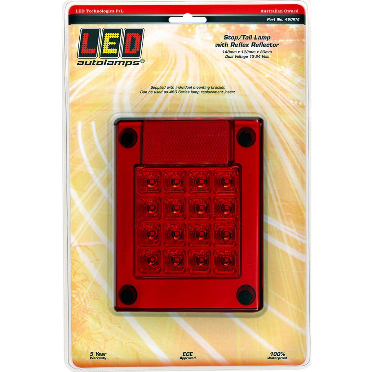 LED Autolamps Includes Bracket, Single Blister Stop Light 460RM