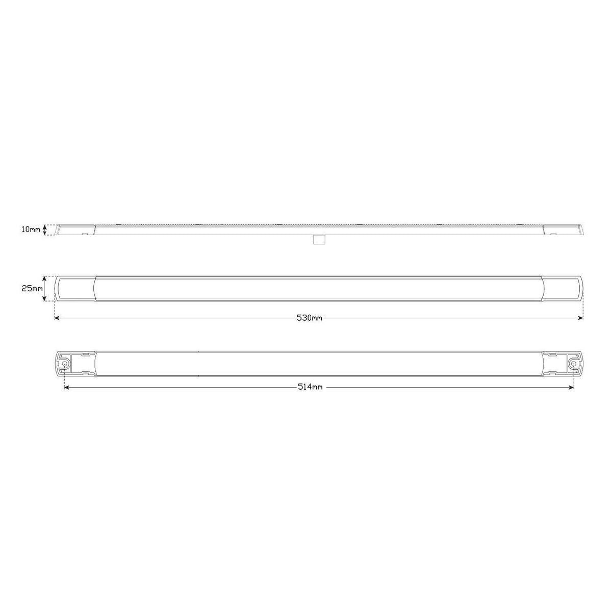 LED Autolamps Stop/Tail Lamp, 12 Volt, 533Mm X 25Mm 530RC12B