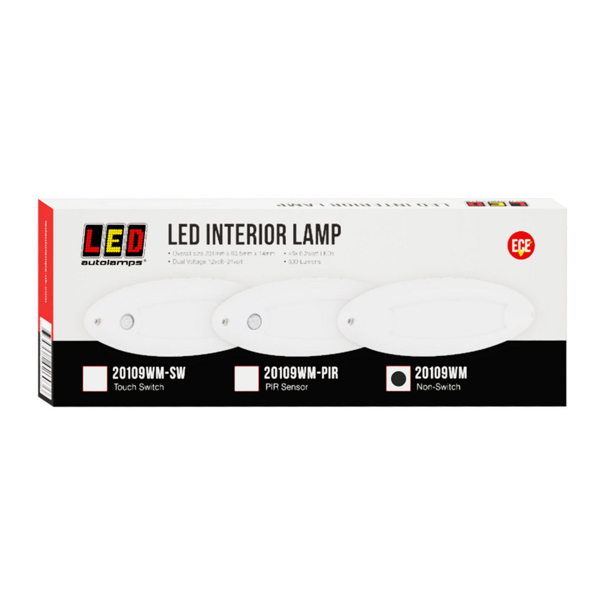 LED Autolamps Large Interior/Exterior Lamp with Aluminium Base White Oval 400 Effective Lumens 201mm 10-30V 20109WM