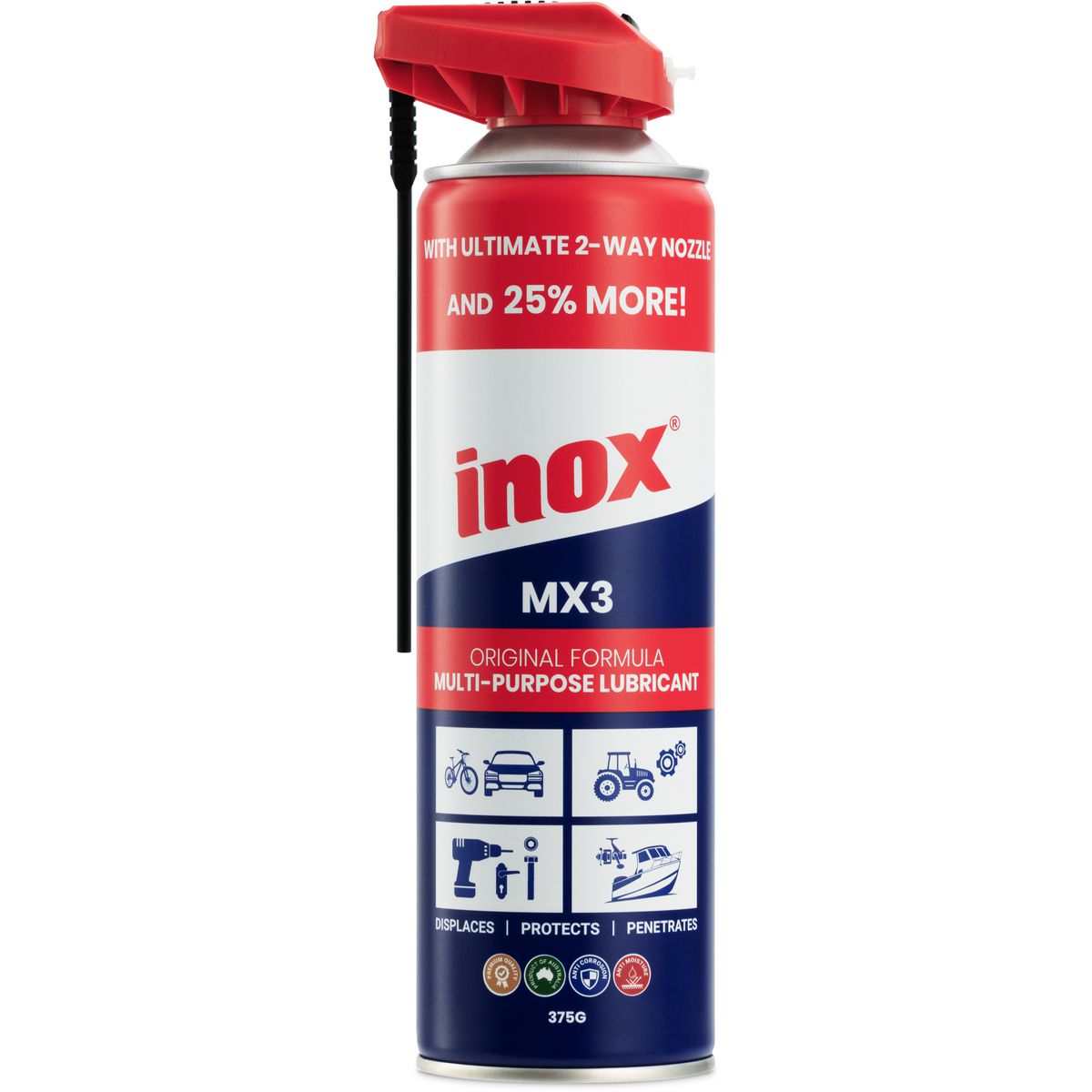 Inox MX3 Multi-Purpose Lubricant 2-Way Nozzle Spray 375g MX3-TW375
