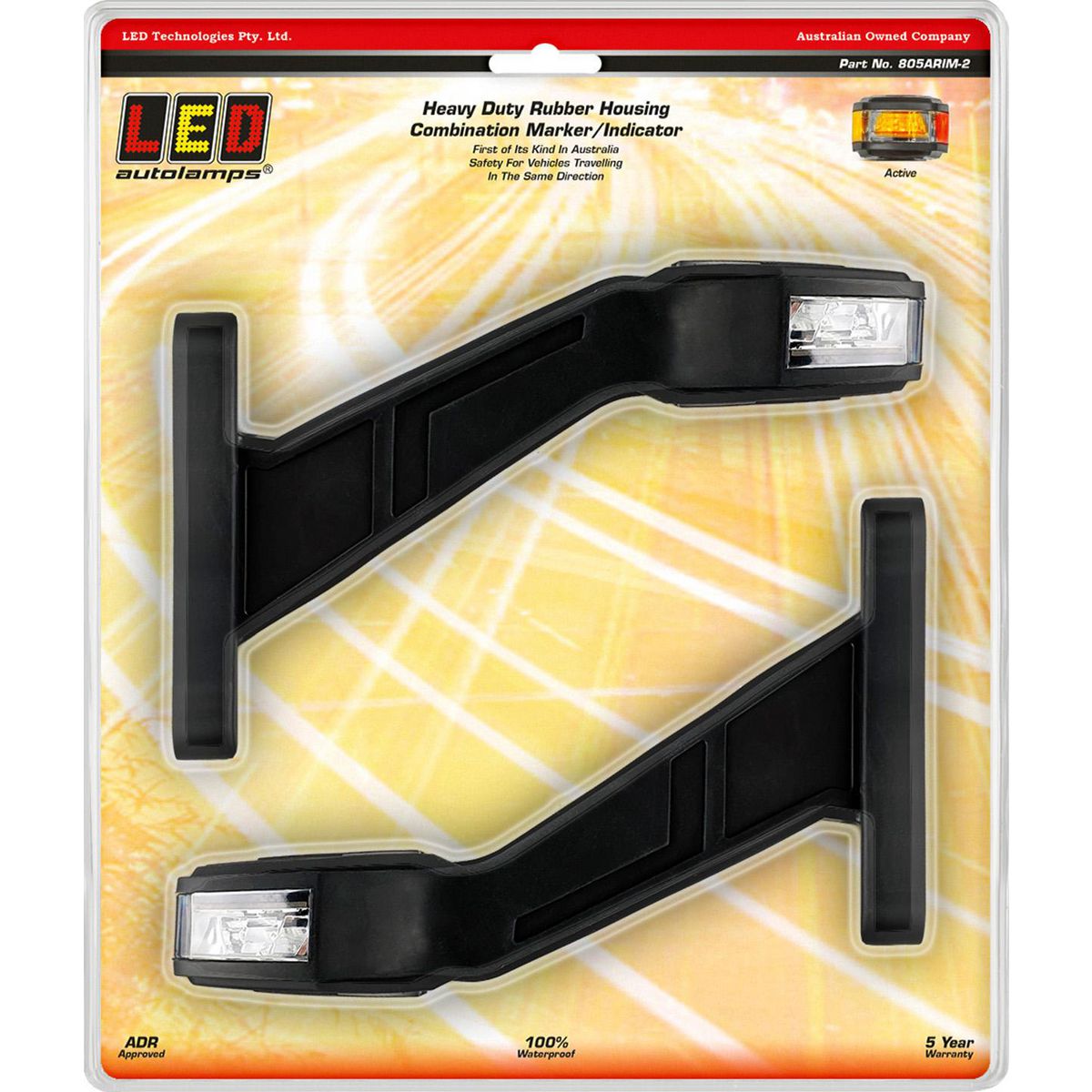 LED Autolamps Twin Function Stalk Side Indicator with Red/Amber Side Marker 12-24V Twin Pack 805ARIM-2