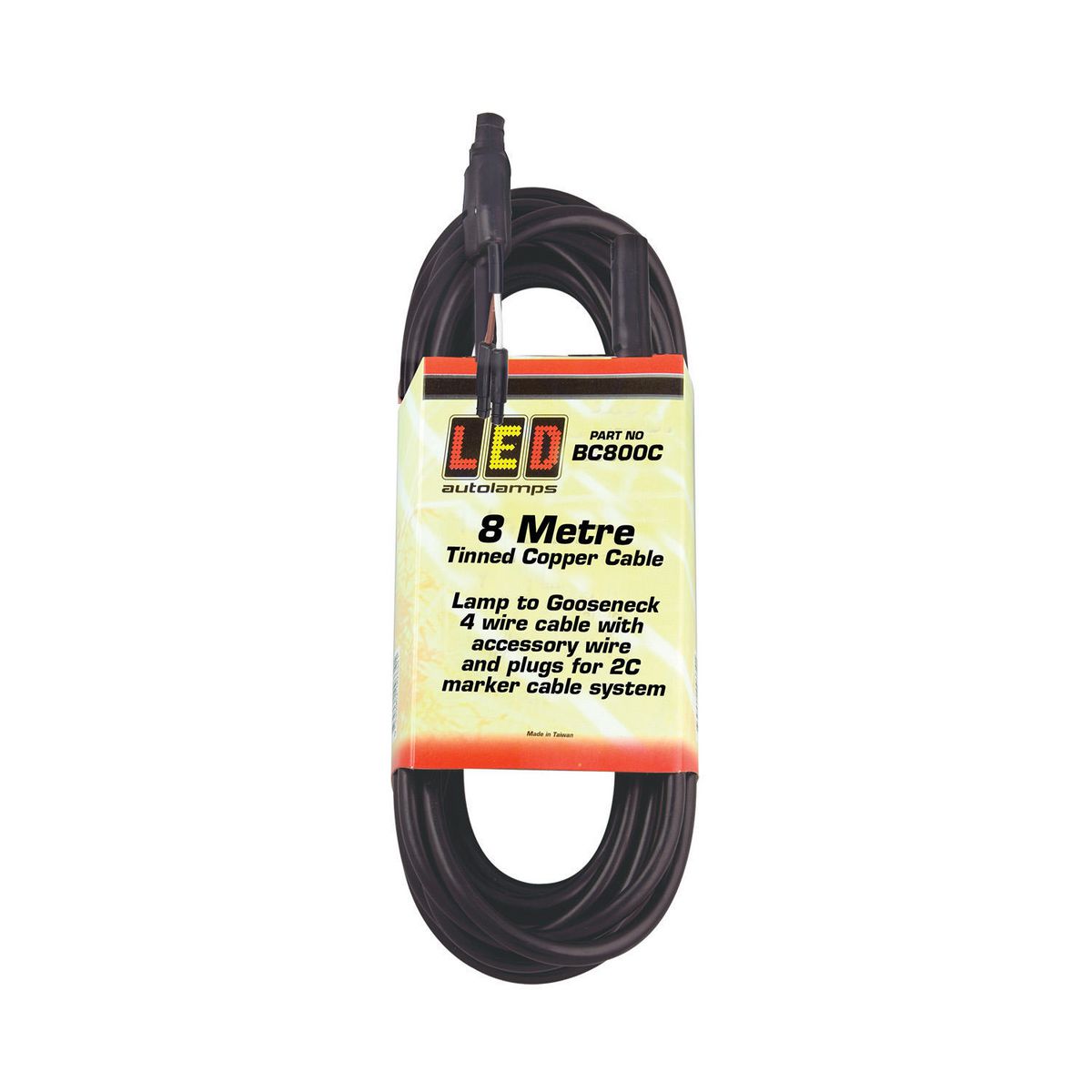 LED Autolamps 8 Metre Boat Trailer Cable Tinned Copper Wiring And Side Marker/Licence Plate Light Connectors BC800