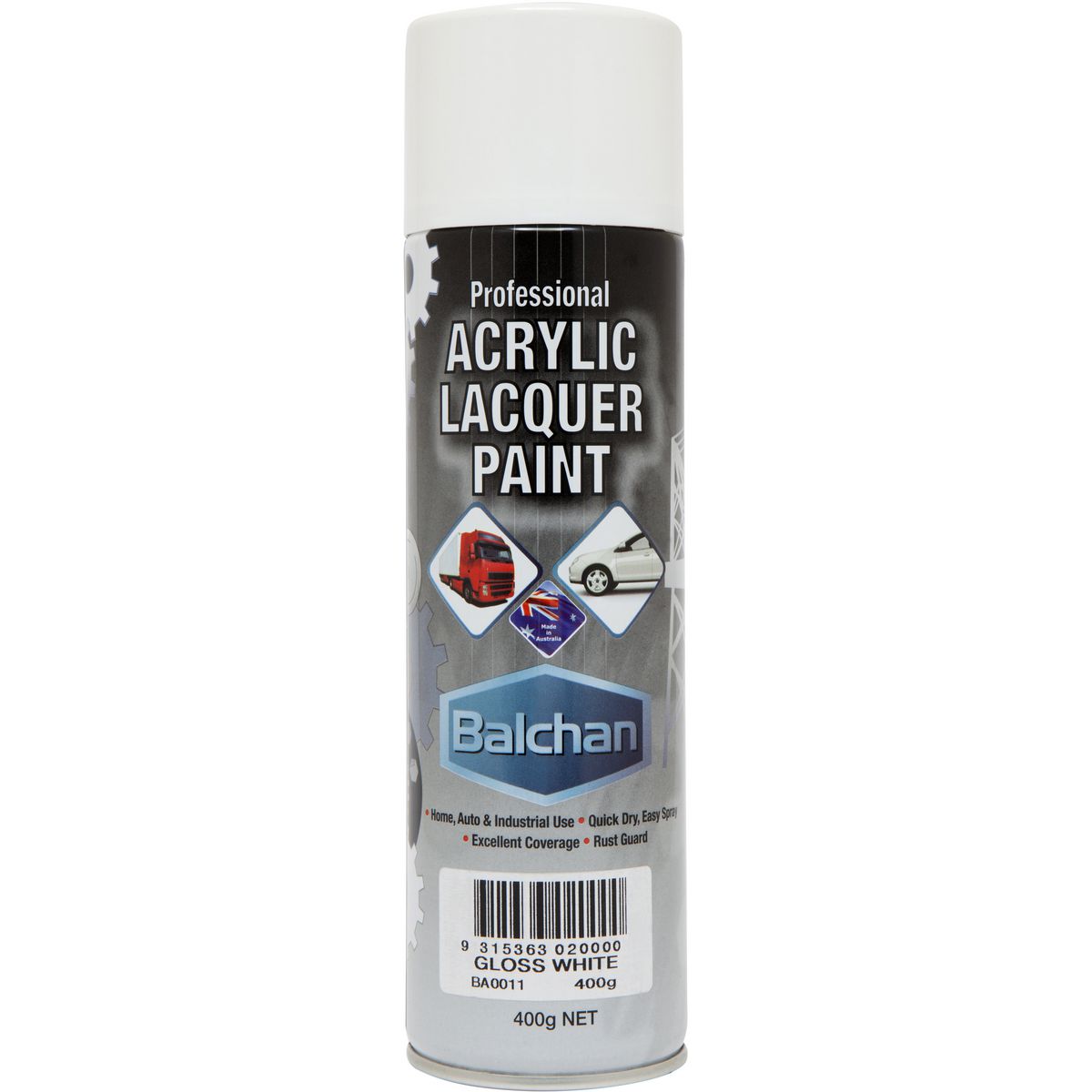 Balchan Professional Acrylic Lacquer Paint Gloss White 400g BACRYL011