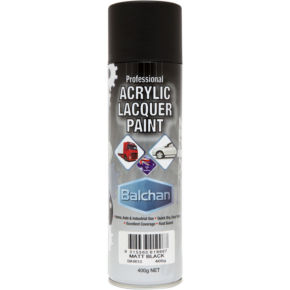Balchan Professional Acrylic Lacquer Paint Matt Black 400g BACRYL013