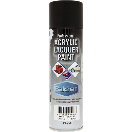 Balchan Professional Acrylic Lacquer Paint Matt Black 400g BACRYL013