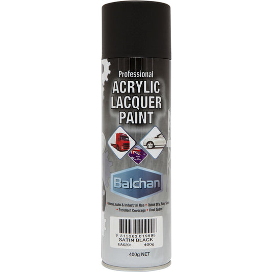 Balchan Professional Acrylic Lacquer Paint Satin Black 400g BACRYL201