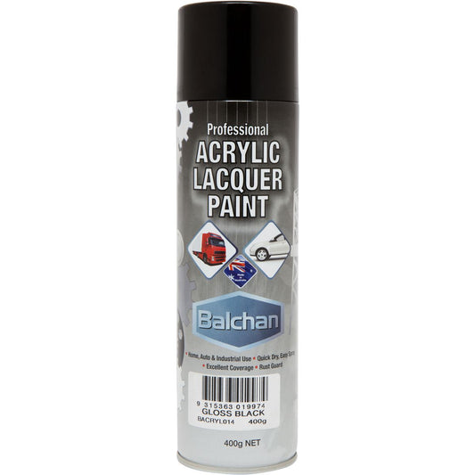 Balchan Professional Acrylic Lacquer Paint Gloss Black 400g BACRYL014