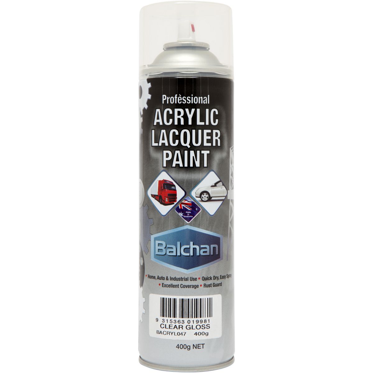 Balchan Professional Acrylic Lacquer Paint Gloss Clear 400g BACRYL047