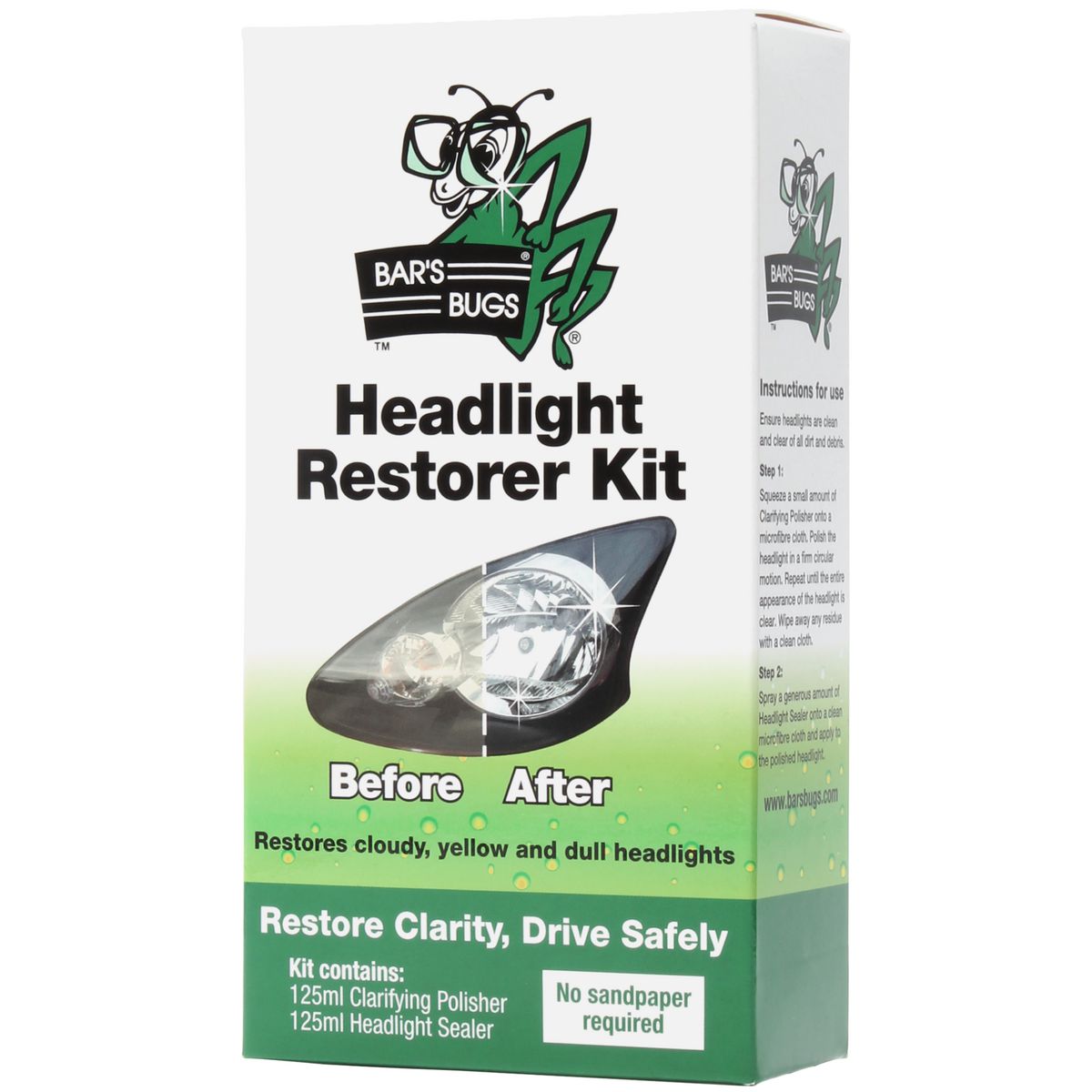Bars Bugs Two-Step Headlight Restorer Kit 2pc BBHLRKIT