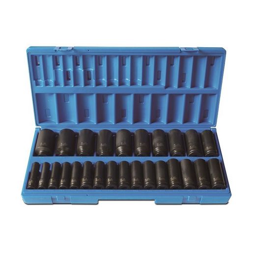 Action Impact Socket Set Deep 12-Point 1/2" Drive 26 Piece Metric 658272601