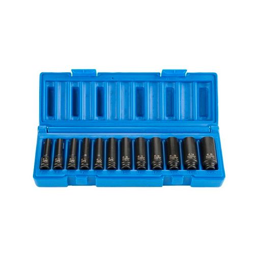 Action Impact Socket Set Deep Magnetic 6-Point 1/4" Drive 12 Piece Metric 6050R1201