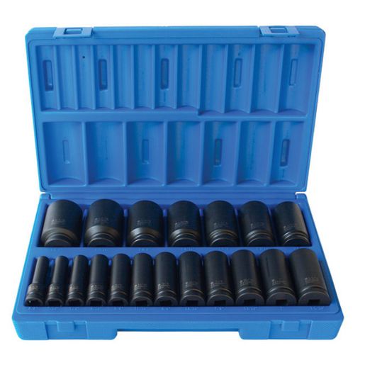Action Impact Socket Set Deep 1/2" Drive 19 Piece SAE 600221901