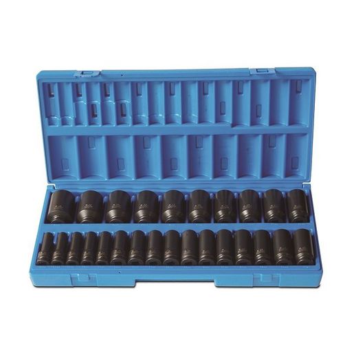 Action Impact Socket Set Deep 6-Point 1/2" Drive 26 Piece Metric 605222601