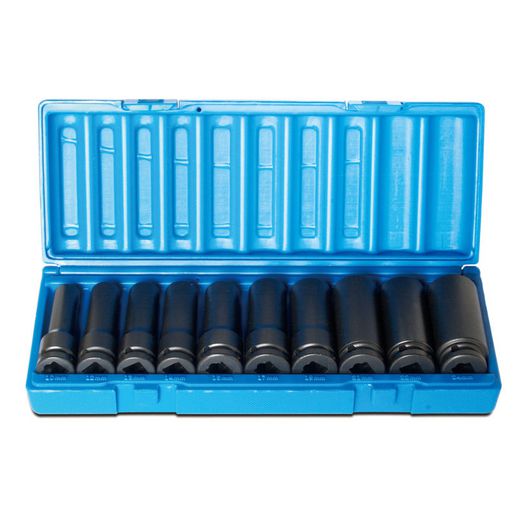 Action Impact Socket Set Deep 6-Point 1/2" Drive 10 Piece Metric 605221004