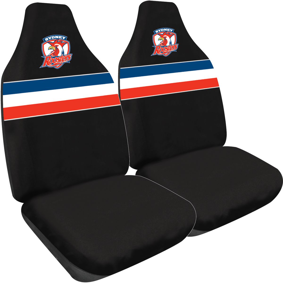 NRL Front Car Seat Covers Polyester, Roosters - Pair PPNRLROO6/2