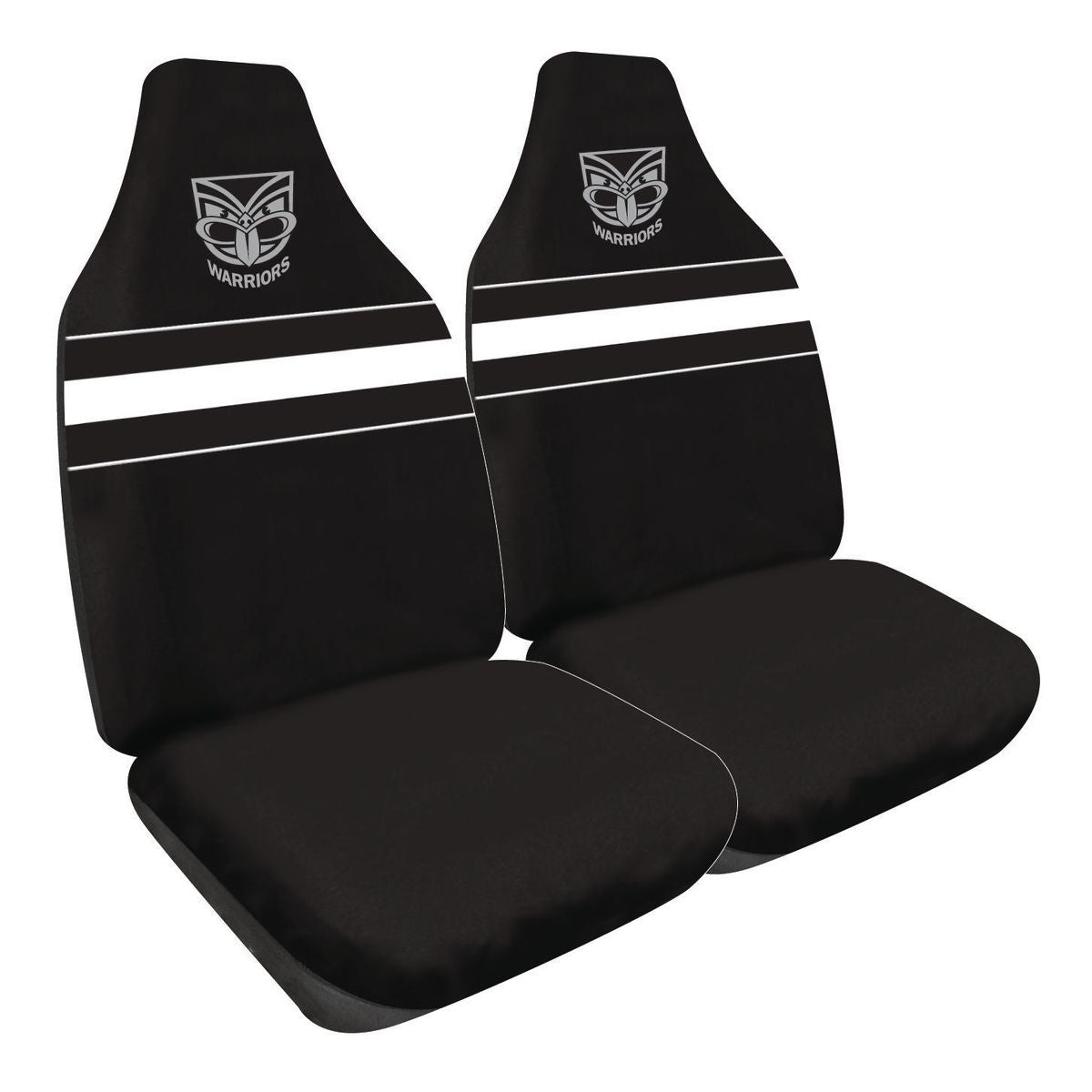 NRL Front Car Seat Covers Polyester, Black/White - Pair PPNRLWAR6/2