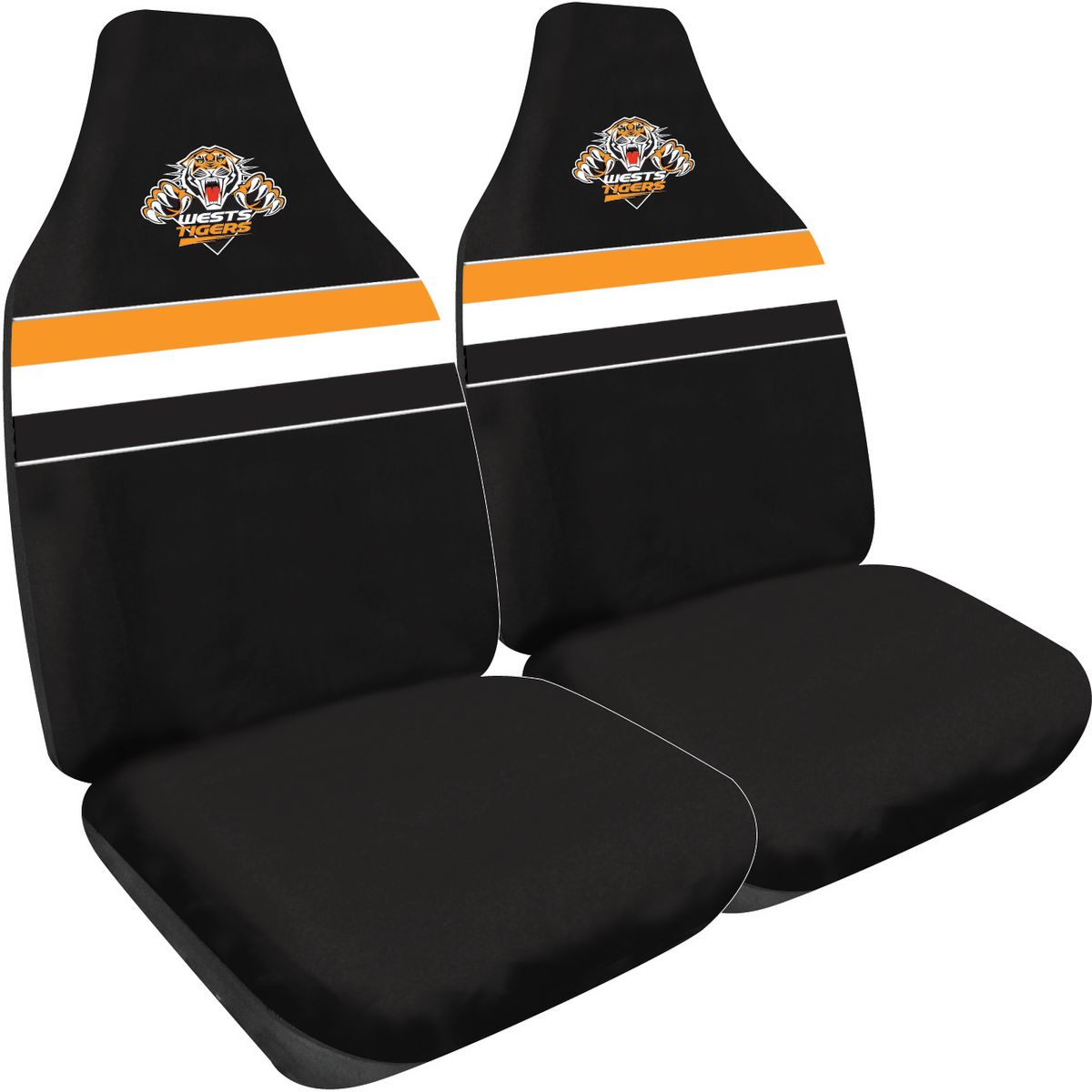 NRL Front Car Seat Covers Polyester, Tigers - Pair PPNRLTIG6/2