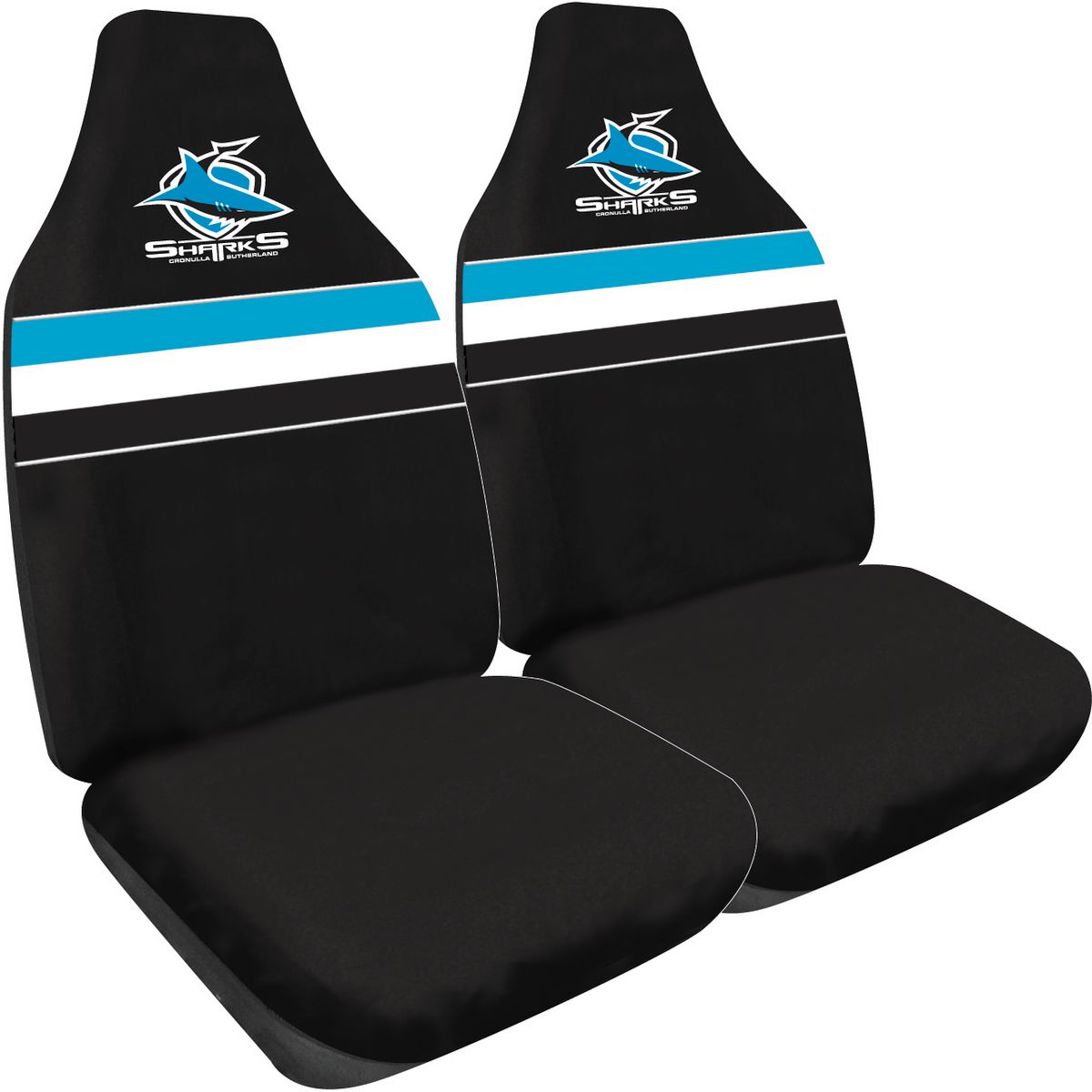 NRL Front Car Seat Covers Polyester, Sharks - Pair PPNRLSHA6/2