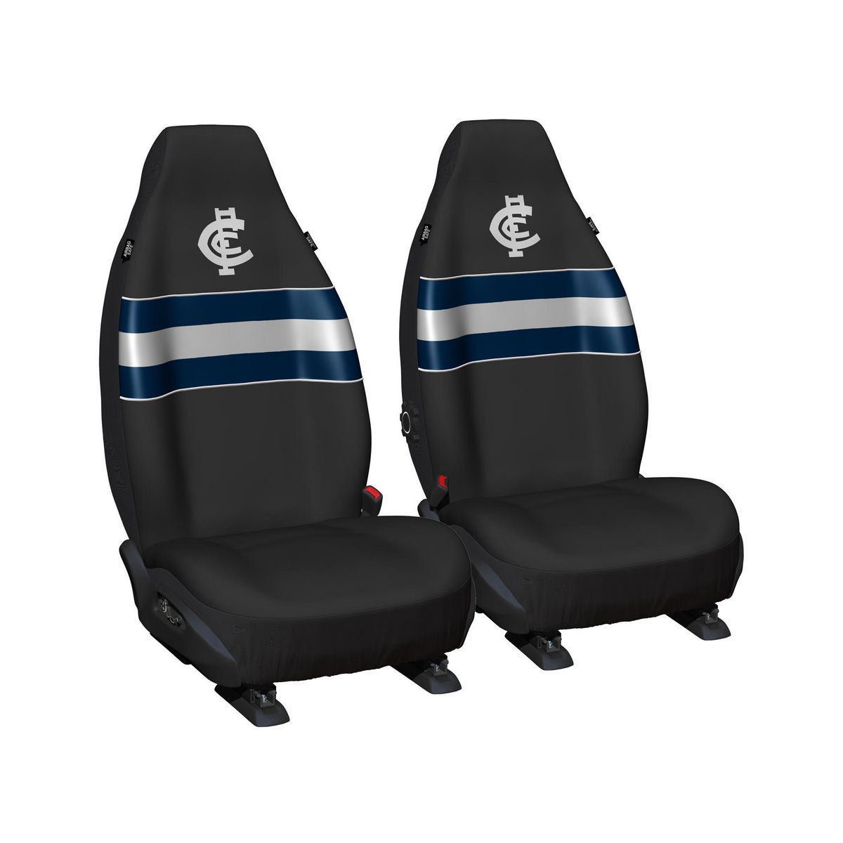 AFL Front Car Seat Covers Polyester, Black/Blue - Pair PPAFLCAR6/2