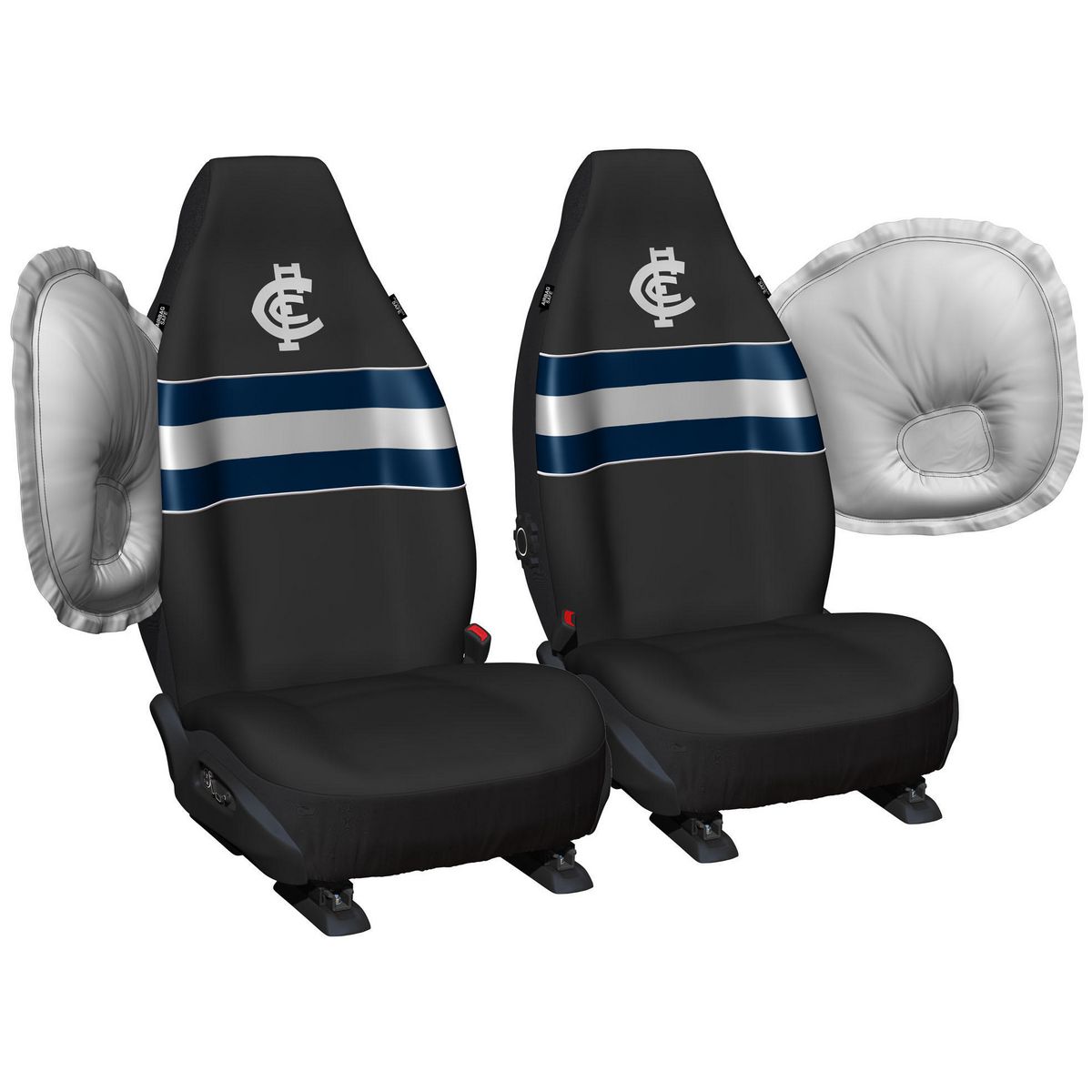 AFL Front Car Seat Covers Polyester, Black/Blue - Pair PPAFLCAR6/2