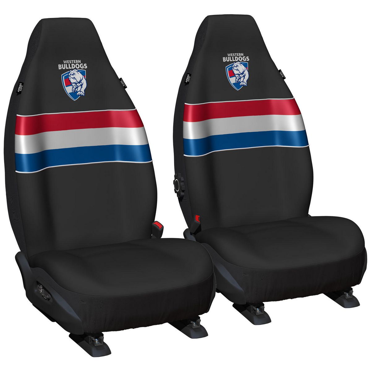AFL Front Car Seat Covers Polyester, Black/Red - Pair PPAFLBUL6/2