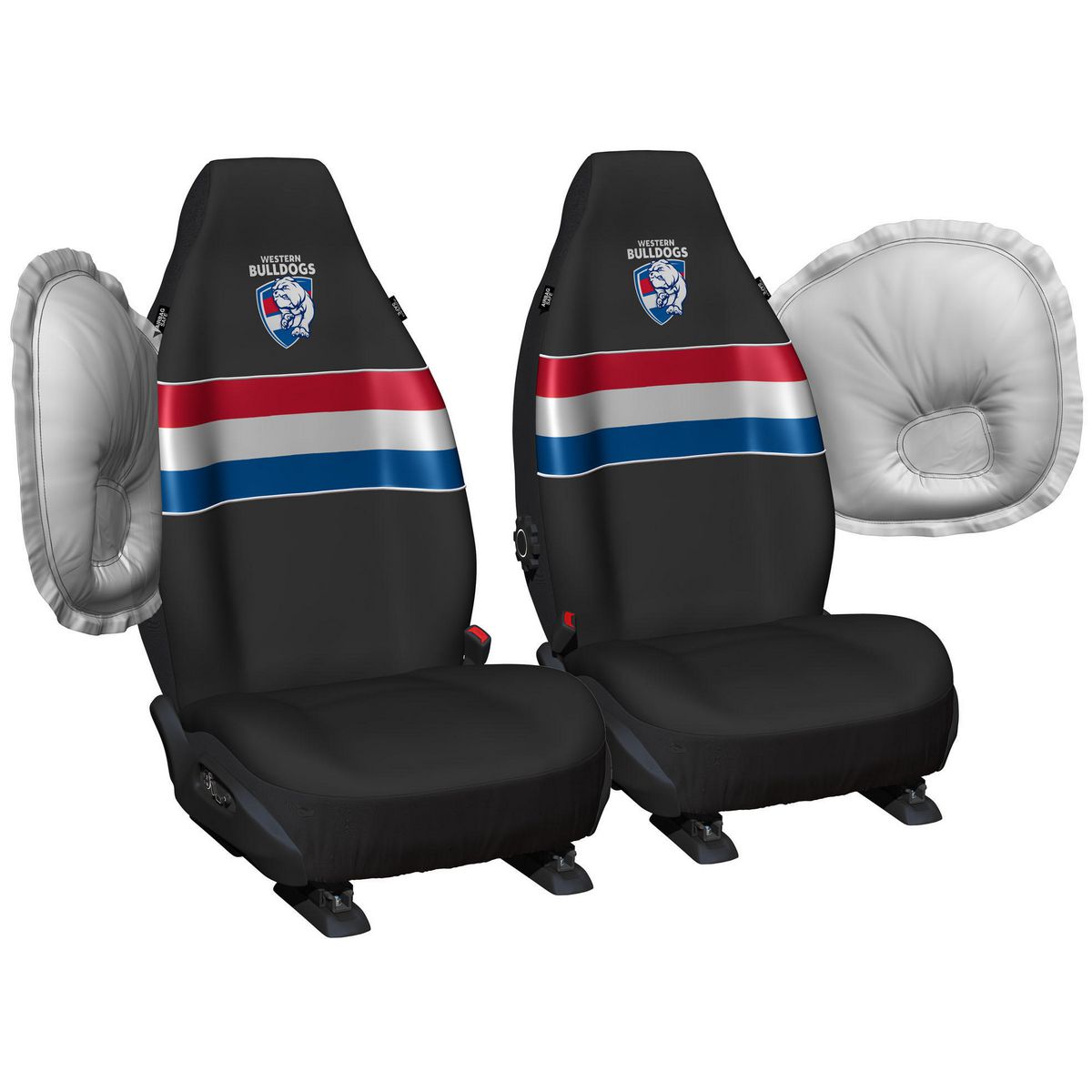 AFL Front Car Seat Covers Polyester, Black/Red - Pair PPAFLBUL6/2
