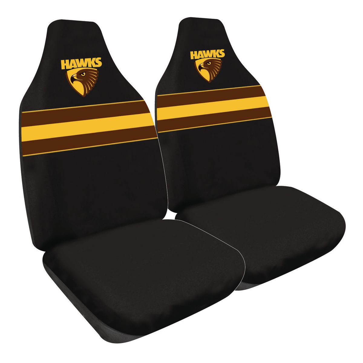 AFL Front Car Seat Covers Polyester, Black/Brown - Pair PPAFLHAW6/2
