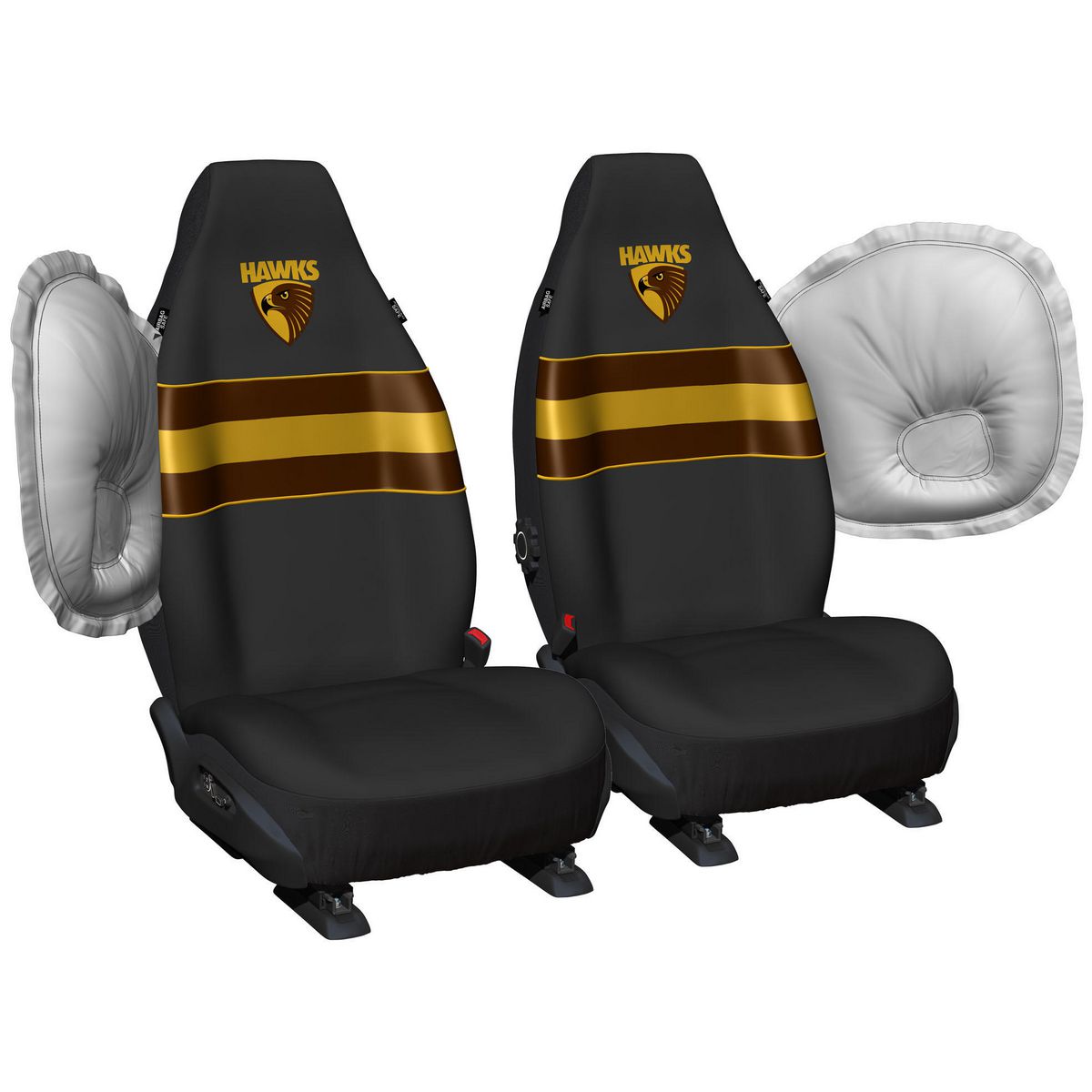 AFL Front Car Seat Covers Polyester, Black/Brown - Pair PPAFLHAW6/2