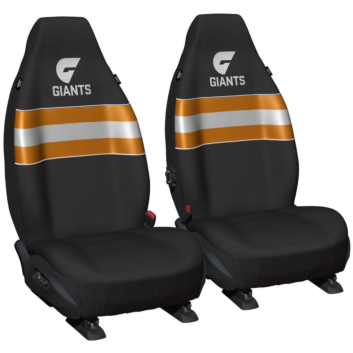AFL Front Car Seat Covers Polyester, Black/Orange - Pair PPAFLGWS6/2