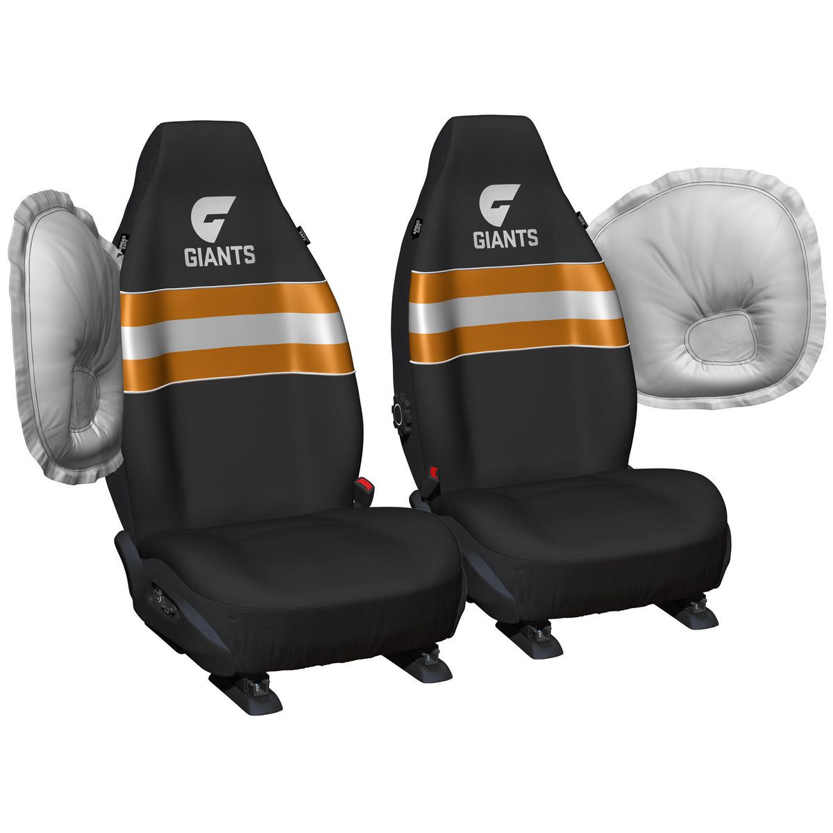 AFL Front Car Seat Covers Polyester, Black/Orange - Pair PPAFLGWS6/2
