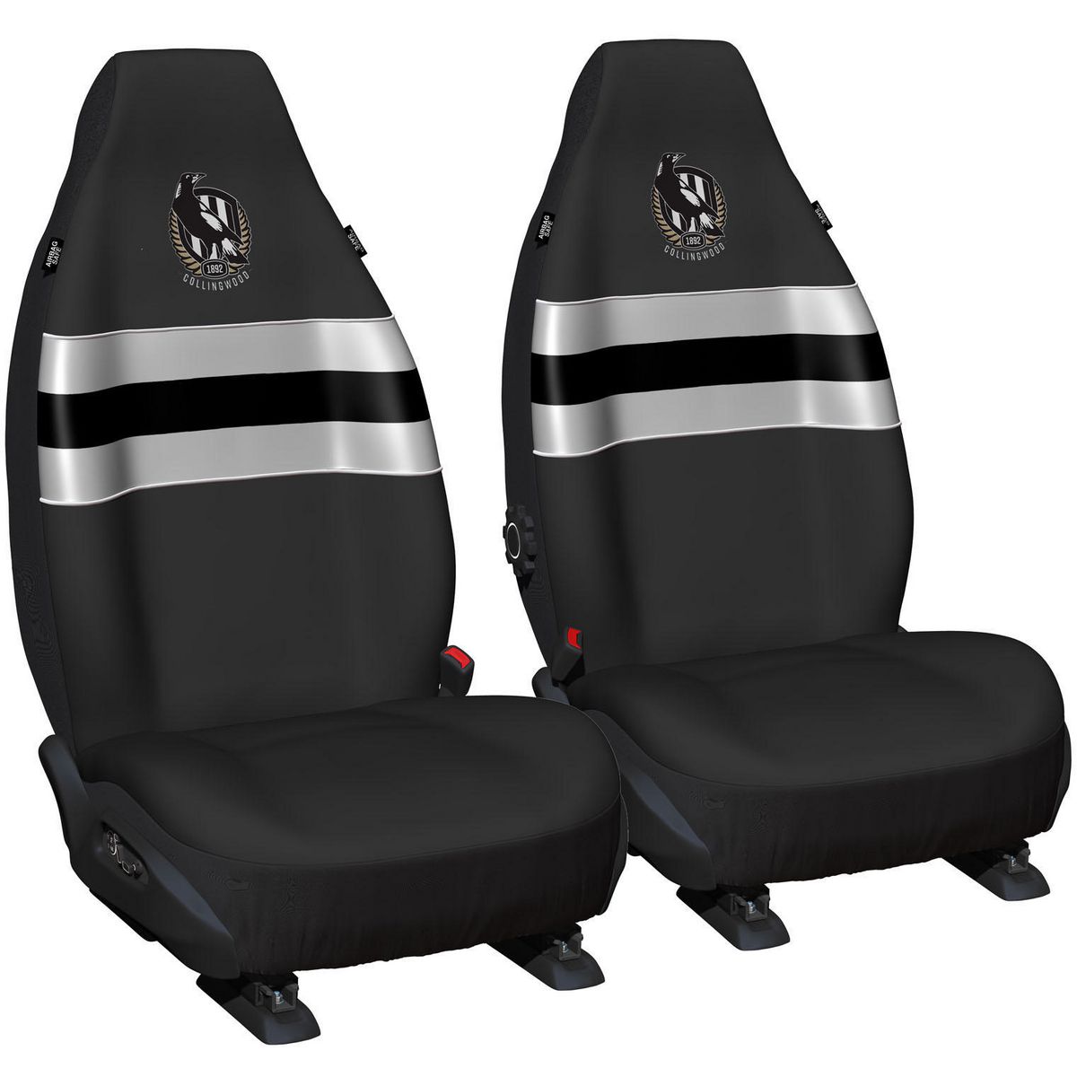AFL Front Car Seat Covers Polyester, Black/White - Pair PPAFLCOL6/2