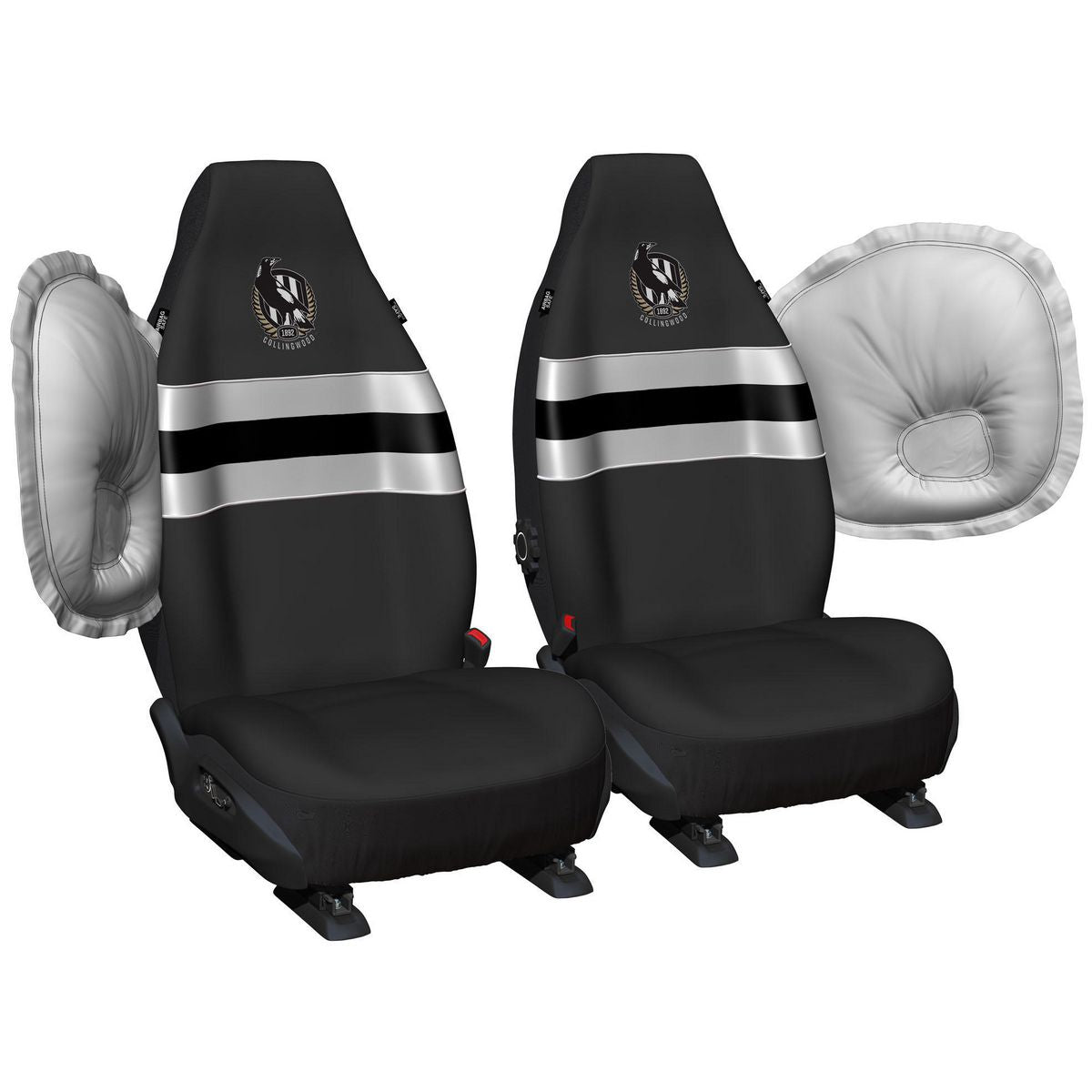 AFL Front Car Seat Covers Polyester, Black/White - Pair PPAFLCOL6/2