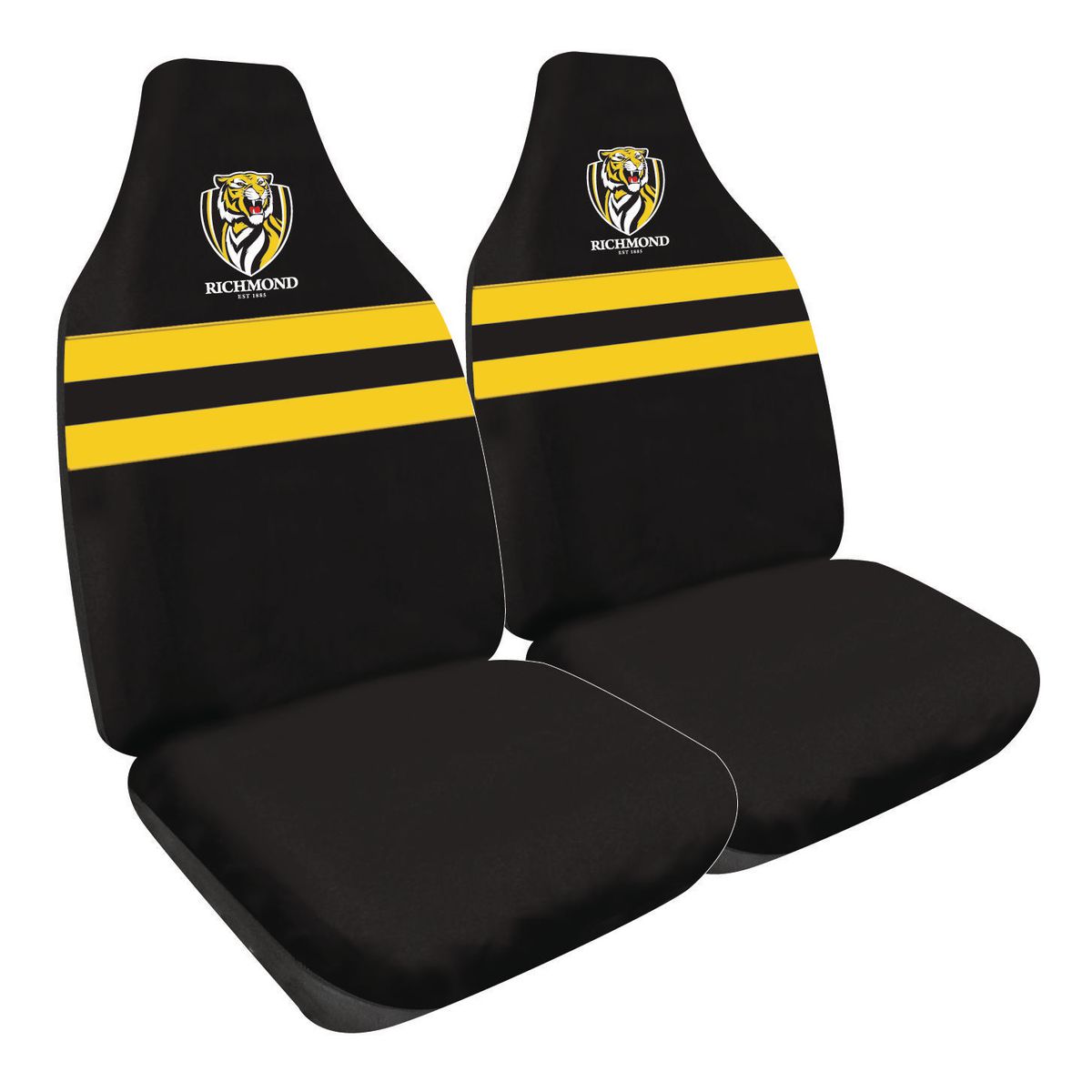 AFL Front Car Seat Covers Polyester, Black/Yellow - Pair PPAFLRIC6/2