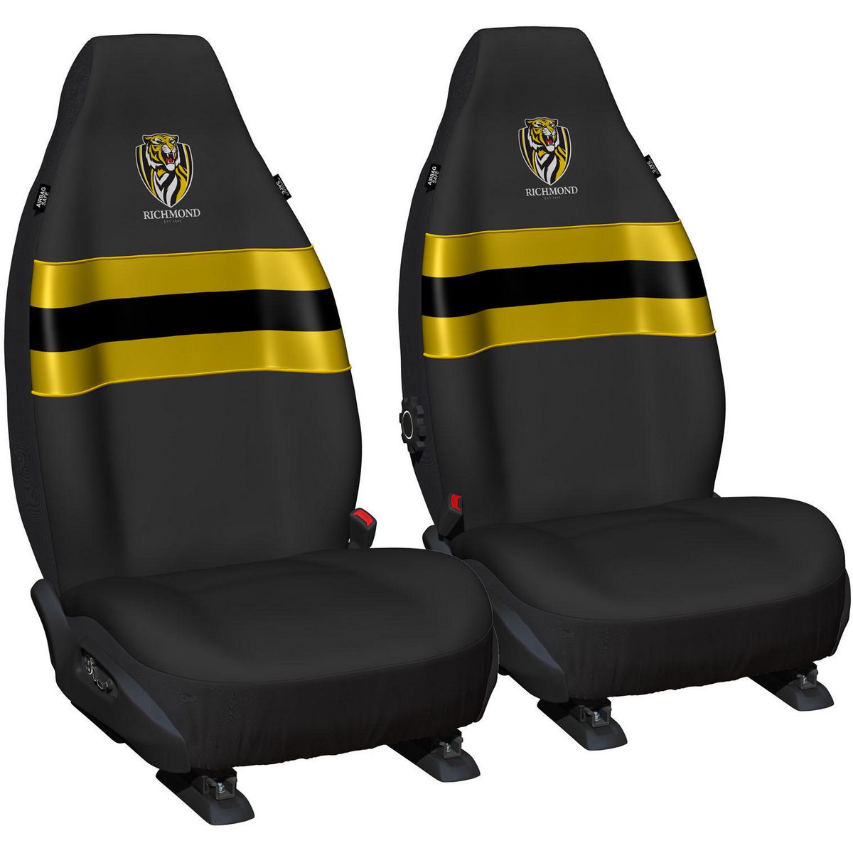 AFL Front Car Seat Covers Polyester, Black/Yellow - Pair PPAFLRIC6/2