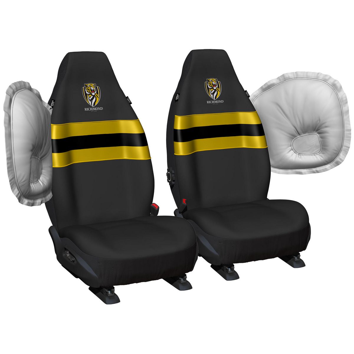 AFL Front Car Seat Covers Polyester, Black/Yellow - Pair PPAFLRIC6/2