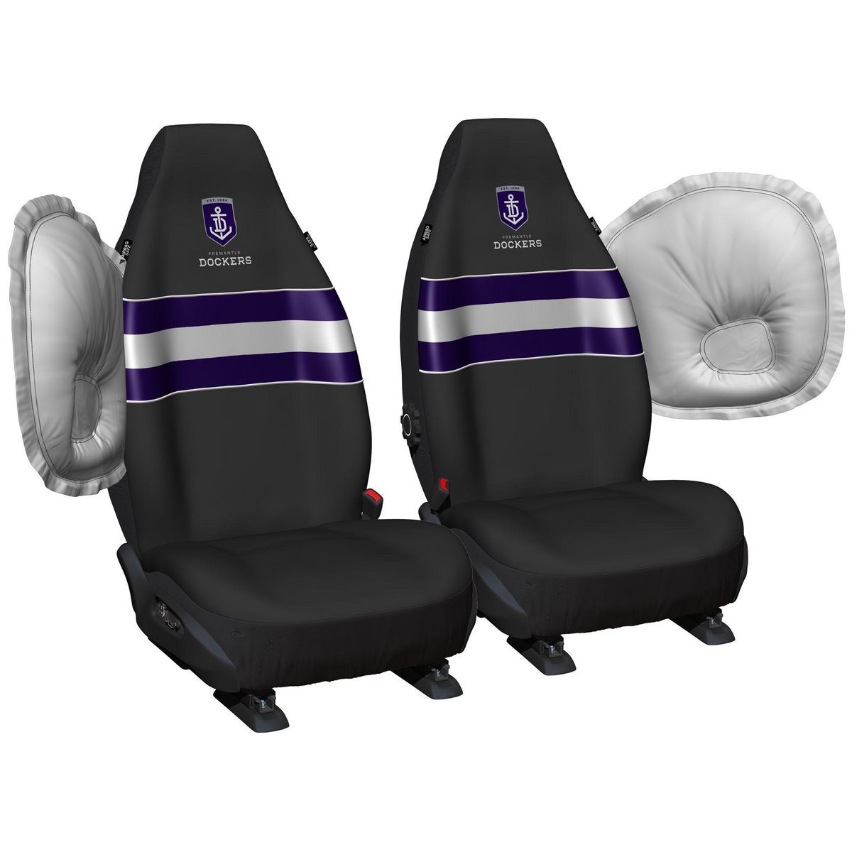 AFL Front Car Seat Covers Polyester, Black/Purple - Pair PPAFLFRE6/2