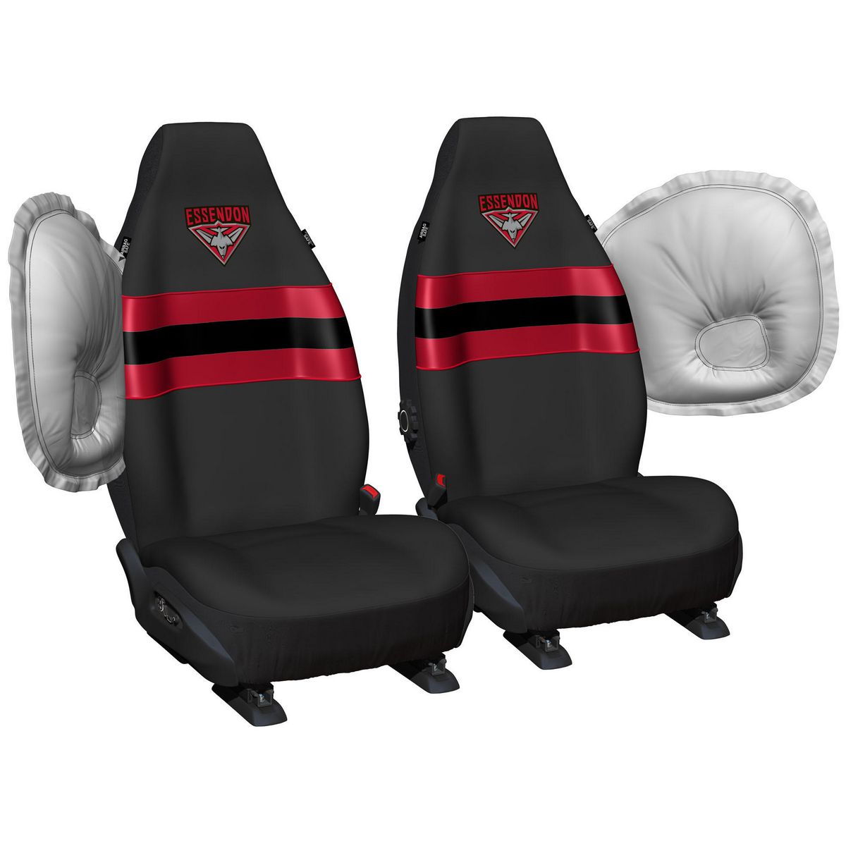 AFL Front Car Seat Covers Polyester, Black/Red - Pair PPAFLESS6/2