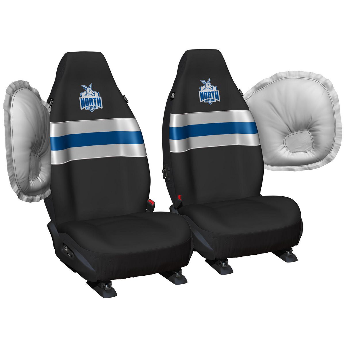 AFL Front Car Seat Covers Polyester, Black/White - Pair PPAFLKAN6/2