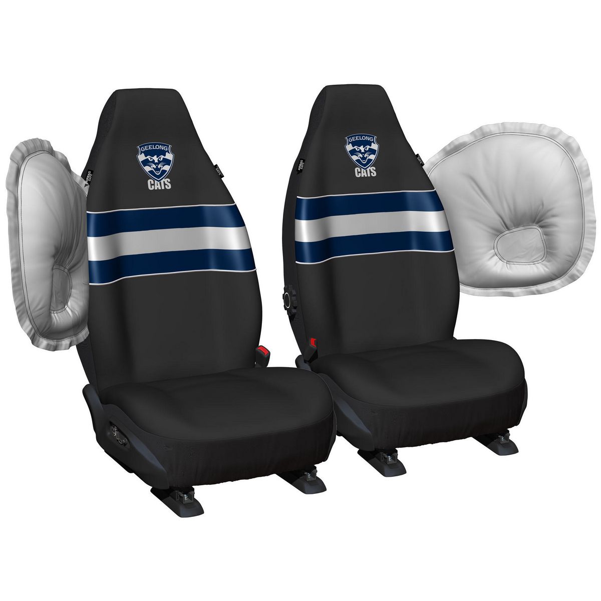 AFL Front Car Seat Covers Polyester, Black/Blue - Pair PPAFLGEE6/2