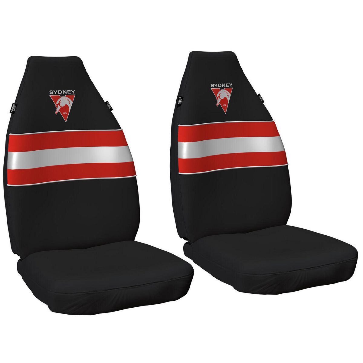 AFL Front Car Seat Covers Polyester, Black/Red - Pair PPAFLSWA6/2