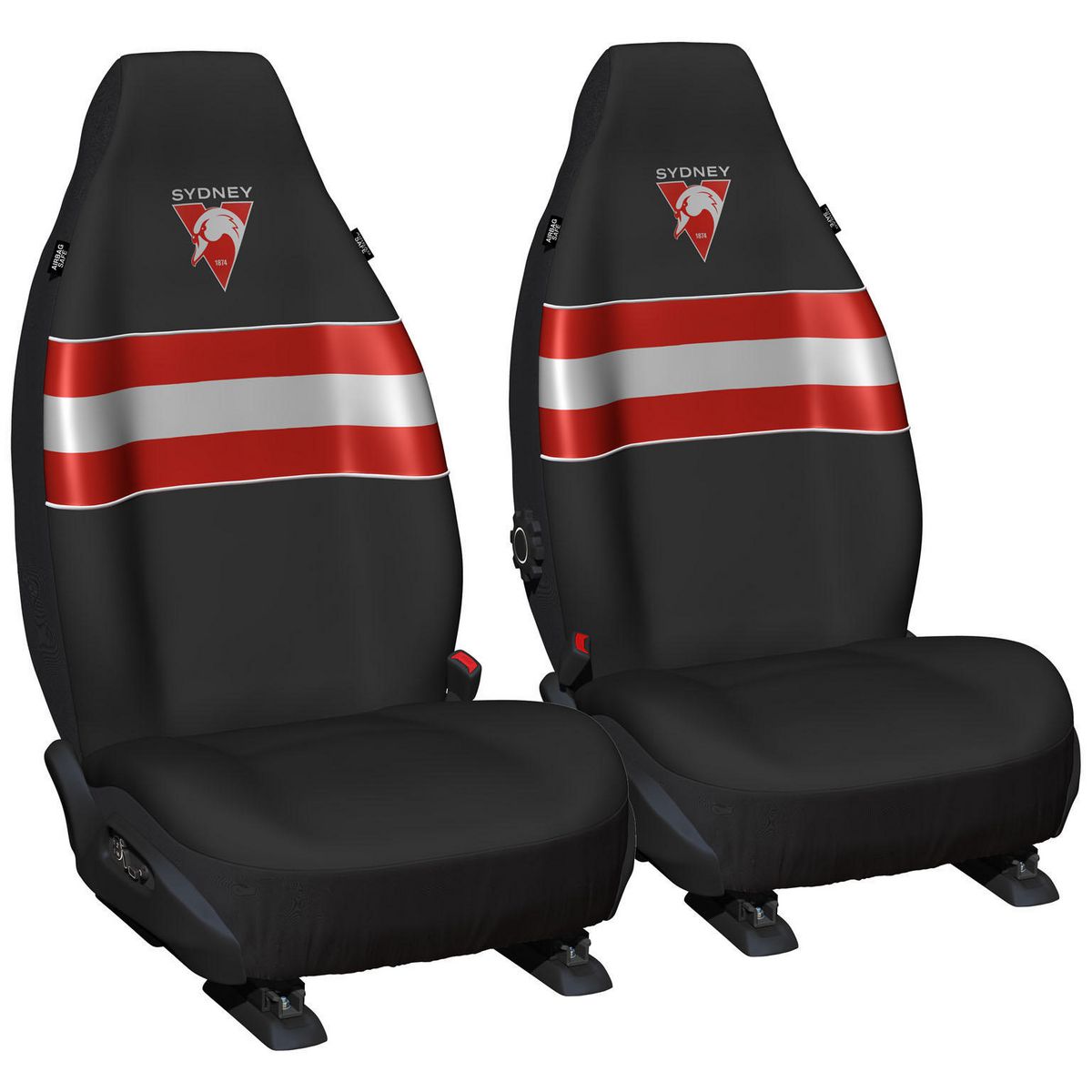 AFL Front Car Seat Covers Polyester, Black/Red - Pair PPAFLSWA6/2